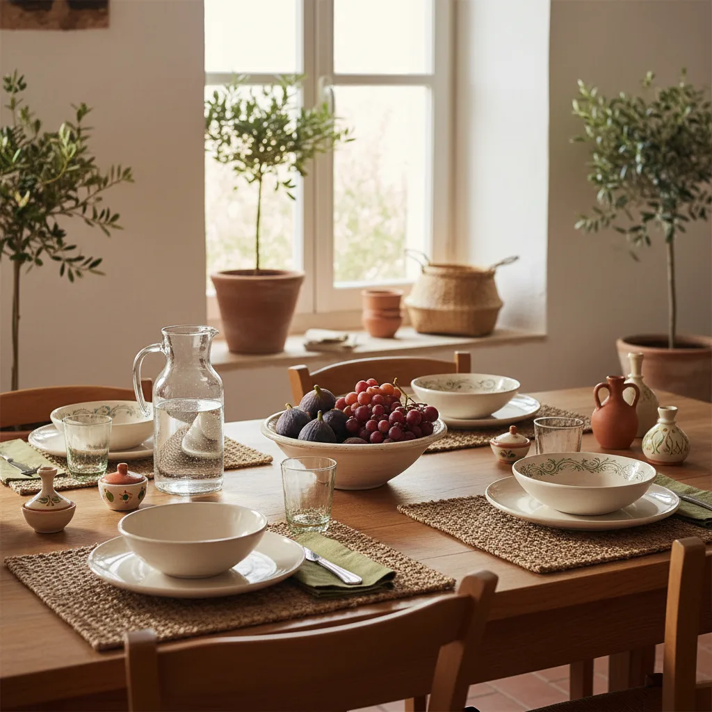 Comparaison visuelle : table avec vaisselle mass-market générique (à gauche) face à une table avec vaisselle italienne en céramique artisanale (à droite). Même structure, personnalité différente.