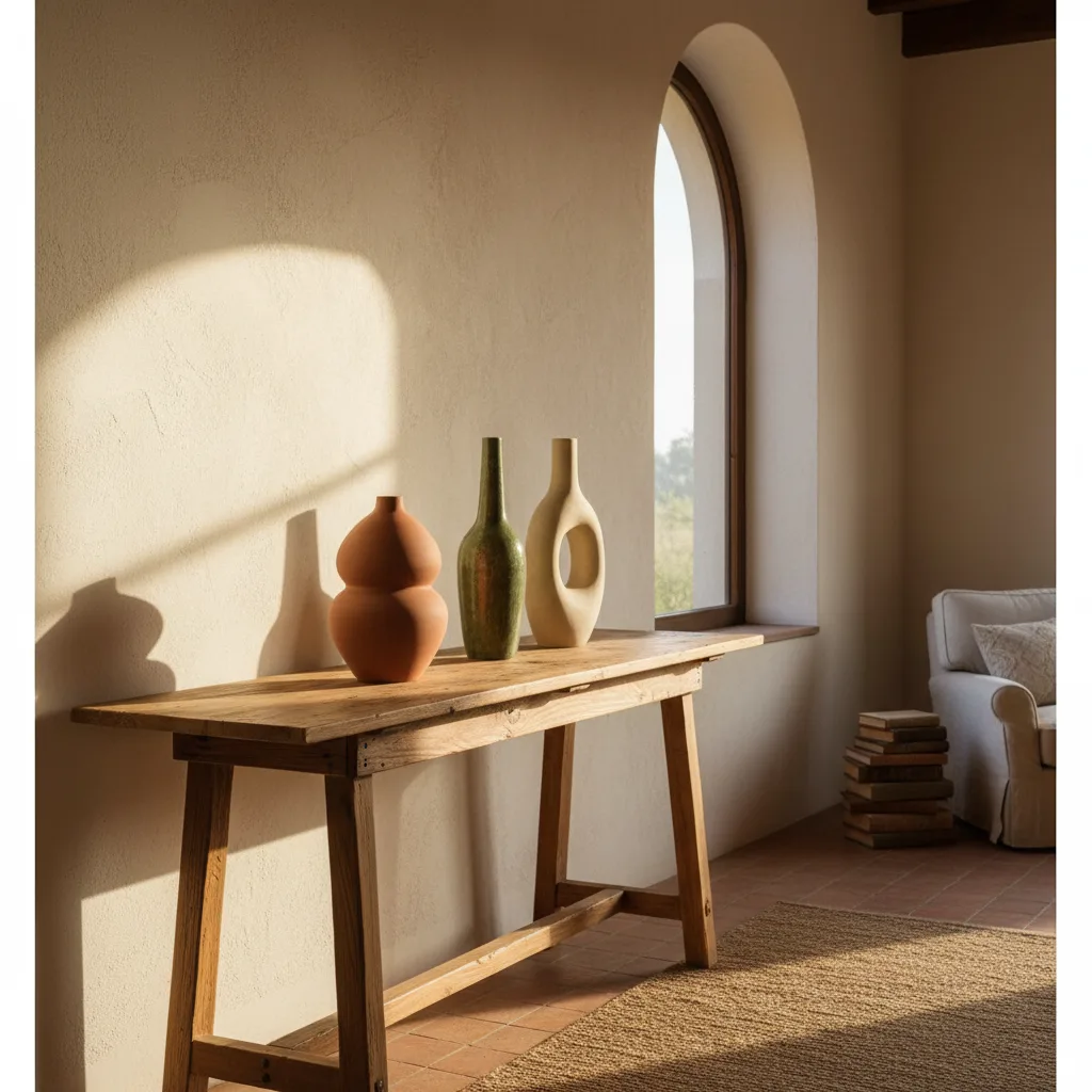 Sculptural matte ceramic vase with an irregular organic shape on a wooden ledge, no flowers, soft natural light — alt: modern ceramic vase without flowers as a decorative piece